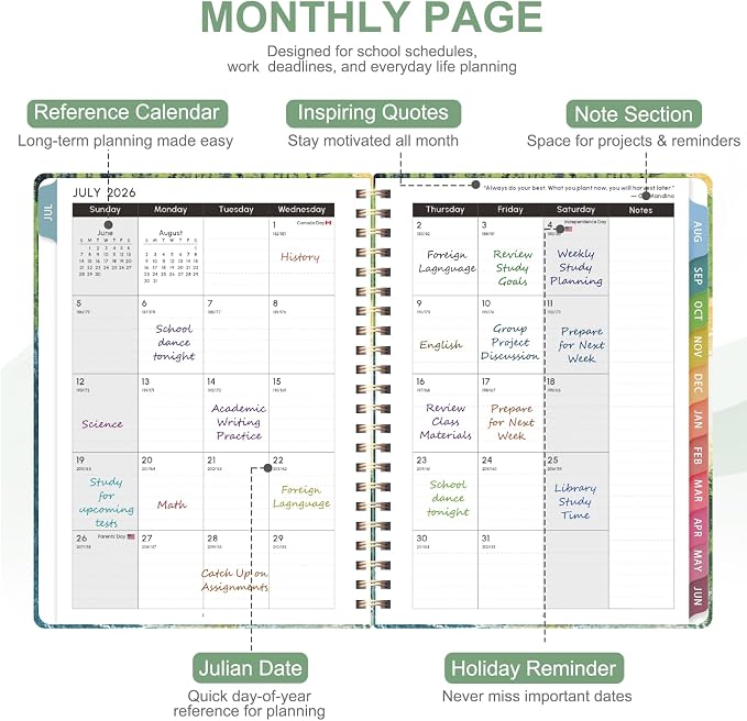 Planner 2026-2027, Weekly and Monthly Academic Planner, July 2026 - June 2027, Hardcover Calendar Agenda Book for School Year Planning, School Supplies for Teacher and Student, Letter Size(8.5'' x 11'')