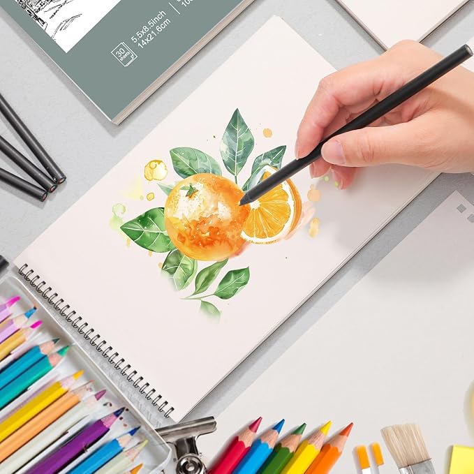 4 Pack Sketch Book, 9 x 12 Inch Sketchbook, 68lb/100gsm Top Spiral Bound Sketch Pad, Acid Free Art Supplies Drawing Painting Sketching Paper for Kids, Adults, Beginners, Artists (30 Sheets Each) | 100gsm/68lb paper, hardcover backboard, lay-flat top sp...