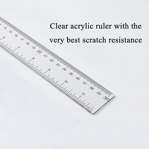 Ruler 12 inch 6 inch Rulers for Kids Plastic Clear Ruler Bulk for Classroom School Must Haves Supplies Tools Elementary Ruller with Centimeters (2pcs Clear (6 Inch+12 Inch))