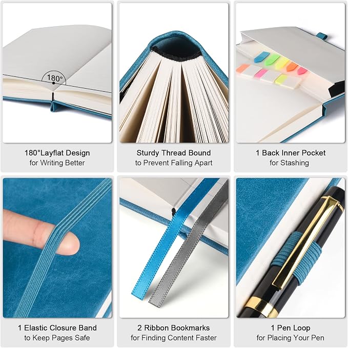 College Ruled Notebook B5, 312 Numbered Pages Diary, Lined Leather Journal | Extra-Thick with 2X Writing Space, 100gsm No Bleed Paper, Hardcover, Lay-Flat, for Work, School, Meeting Notes & Journaling