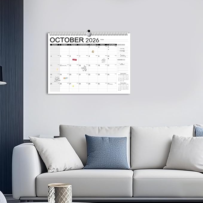 Calendar 2026-2027 18 Months-Simple | 17" x 12"| 110GSM Thick Paper | No-Bleed | Stickers Attached | Home, School & Office Use