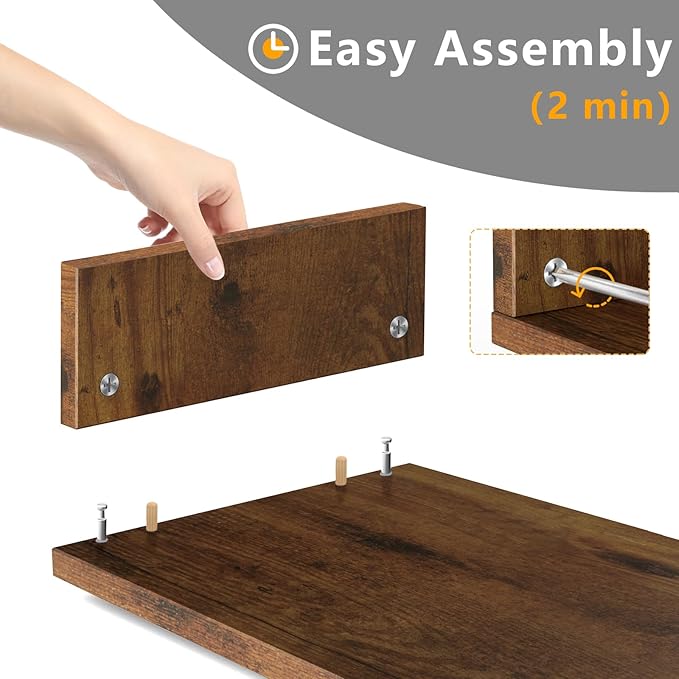 TAVR Dual Monitor Stand Riser, Wooden Computer Monitor Stand for 2 Monitors | Extra Long Multifunctional Desktop Organizer Riser for TV, PC Monitor, Laptop, Printer, Max 43.3" Length, Rustic Brown