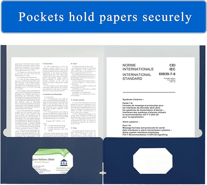 Zzrywuty File folders with Pockets,Navy Blue Two folders for documents,100 Pack Paper Folders with Card Slot,Letter Size,School Students,Business,Home and Office Workers