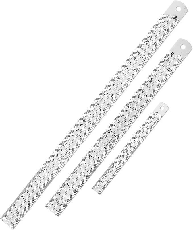 Mr. Pen- Metal Straight Edge Ruler, 3 pcs, 6", 12", 16" | Stainless Steel Ruler Set, Imperial & Metric Measurements for Drawing, Home, Office, Engineering