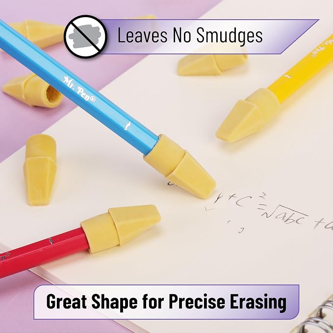 Mr. Pen- Pencil Eraser Toppers, 120 Pack, Yellow, Cap Erasers | Pencil Top Erasers, Eraser Caps, Tops for Pencils