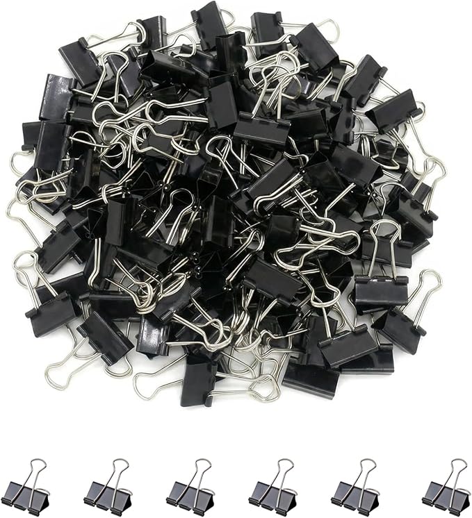 260Pcs Mini Binder Clips Black, 0.59 in/15mm Small Binder Paper Clips Office Clips Office Supplies Desk, Micro Size Cute Binder Clips, Small Paper Clamps for Home School Business (Black)