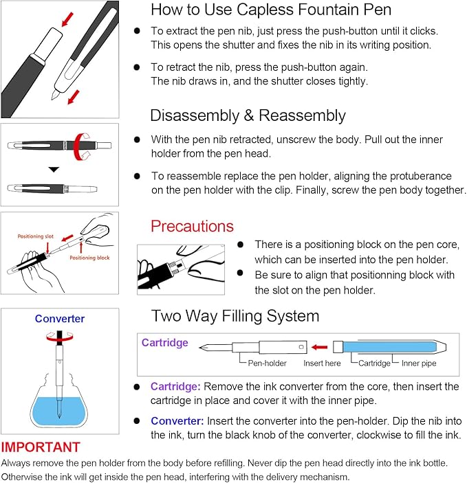 JINHAO 10 Press Fountain Pen, Retractable Metal Pen with Ink Converter (F Nib 0.5mm, Light Pine Green - Black Clip)