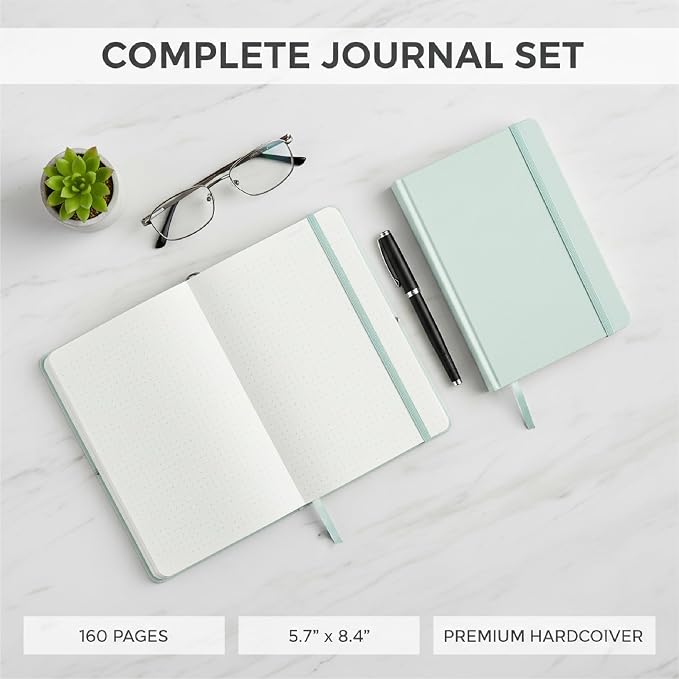 Mr. Pen- Dotted Journal Notebook, A5 Medium Size (5.7"x8.4") | 160 Pages (80 Sheets), Fabric Hardcover, 100 GSM Thick Paper, Bullet Dotted Journal for Planning, Tracking