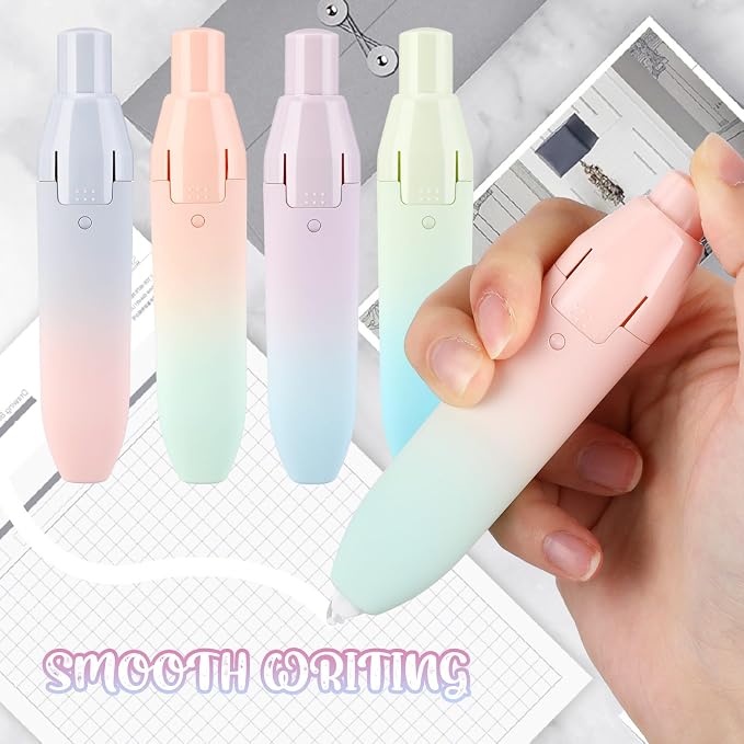 4 Pcs Quick Dry Correction Tape Aesthetic Gradient Color Refillable Retractable Mini Small Correction Tape Cute Correction Pen Kawaii Japanese Office Supplies Easy to Use Applicator for School