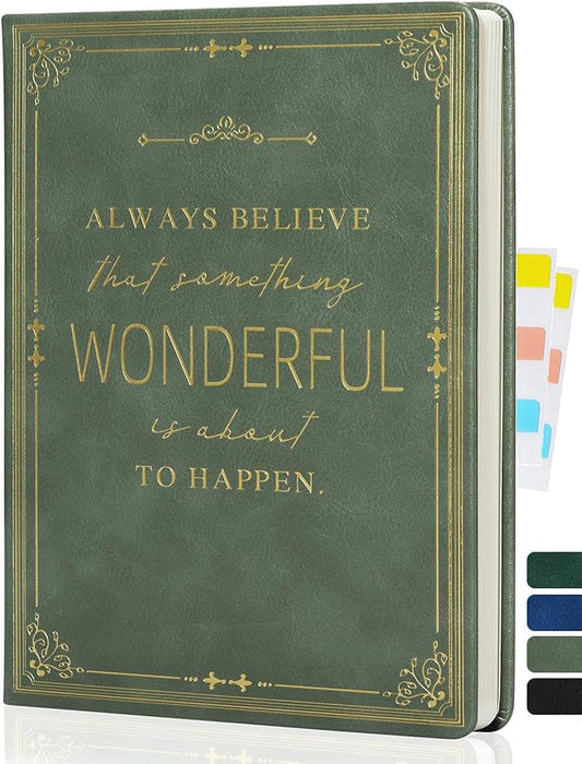 Lined Journal Notebook for Women & Men, Hardcover Leather Journal for Writing,Travel,Business,Work & School, A5 College Ruled Social Notebook for Note Taking, Diary Notepad 200 Pages (Sage Green)