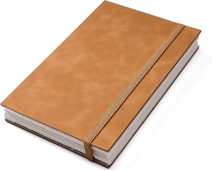tumuarta Deckle Edge Paper Sketchbook, 92 LB, 150 GSM, 80 Sheets Mixed Media Paper, Acid Free, Handmade Vintage Journal Hardbound Drawing Book for Pencil, Ink, Markers, Acrylic and More (5.5" X 8.5")
