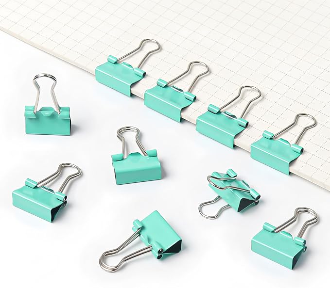 50 Pack Small Green Binder Clips 3/4 Inch (19 mm), Colored Little Paper Clamps, Tiny Mini Paper Clips for Office Home School Business 0.75"