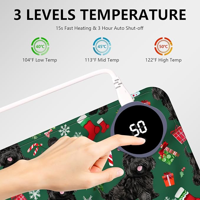 Heated Mouse Pad with 3 Levels Heated & 3 Hours Auto Shut-Off Mouse Pad for Warming Hands in Office Home, 31.5" x 13"Large Safe Desk Mat Hand Warmer Dog