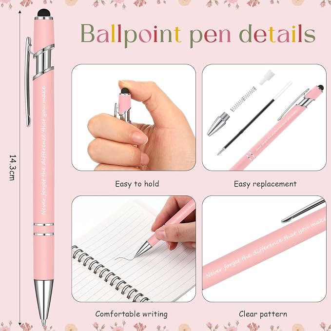 Watersay 5 Pcs Difference Maker Gifts, Cosmetic Bag, Canvas Bag, Coil Notebook, Ballpoint Pen and Keychain for Women Office School Graduation Advocate Coworker Christmas Anniversaries Gift