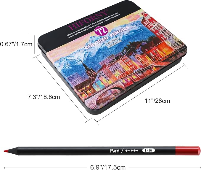 HIFORNY 75 Pack Premium Black Edition Colored Pencils for Adults Coloring – 72 Coloring Pencils with Extras,Artists Soft Core,Drawing Pencils Art Supplies for Adults Beginners