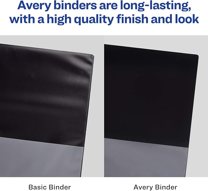 Avery 3 Ring Binder 3 Inch Slant Rings Durable View, White Binder for Home, Office, or School Use, 4 Pack (17030)