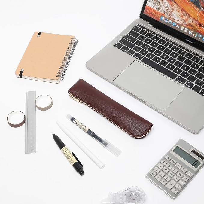 Slim Pencil Case Small Pencil Pouch Pen Case (Burgundy/FL)
