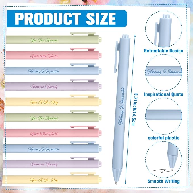 Eaasty 48 Pcs Floral Inspirational Notepads and Pens with Ribbon Bulk, Positive Affirmation Stationery Back to School Gifts for Students, Teachers, Classroom Rewards, Office Appreciation, Party Favors