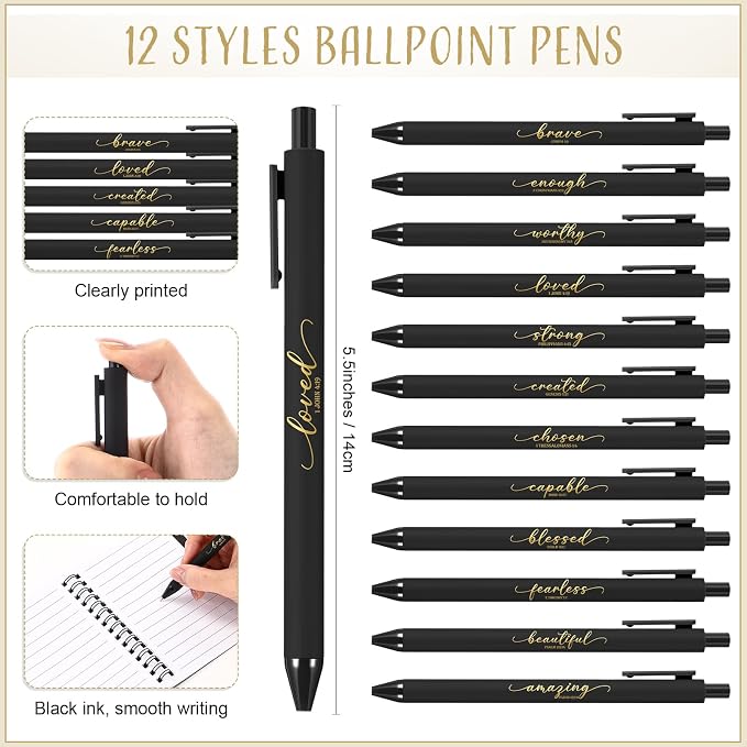 Kosiz 12 Sets Christian Gifts Bulk Christian Notebooks with Pens Inspirational Prayer Journals Bulk A6 Spiral Small Notepads for Women Men Church Members Bible Study Groups (Black)