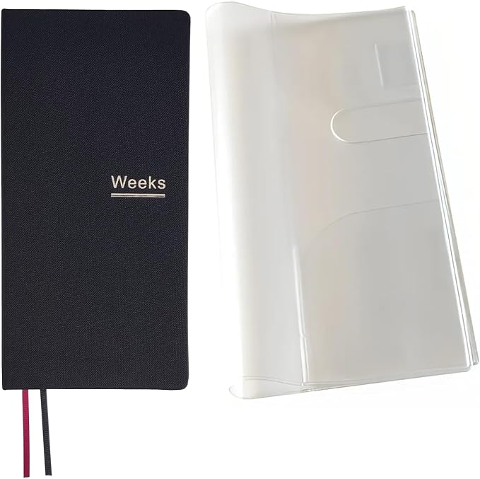 Undated Weekly Planner Notebook Pocket Organizer Appointment Book Journal Notebook A6 Week Plan Notepad (Black with cover)