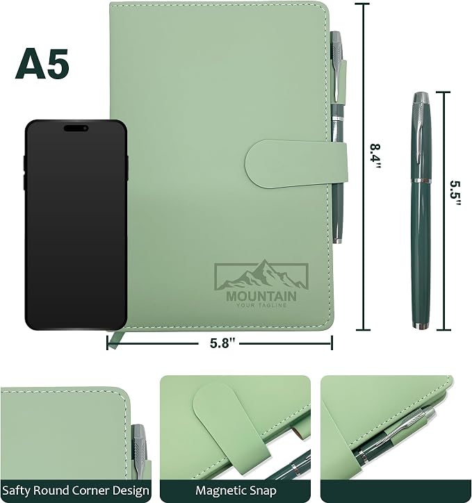 Personalized Notebook with Gift Box & Pen, Custom Logo Leather Journal | Custom Gift for Him, Her, Friend, Mom, Engraved Journals To Write In, Birthday Anniversary Corporate, Keepsake, Business Gift