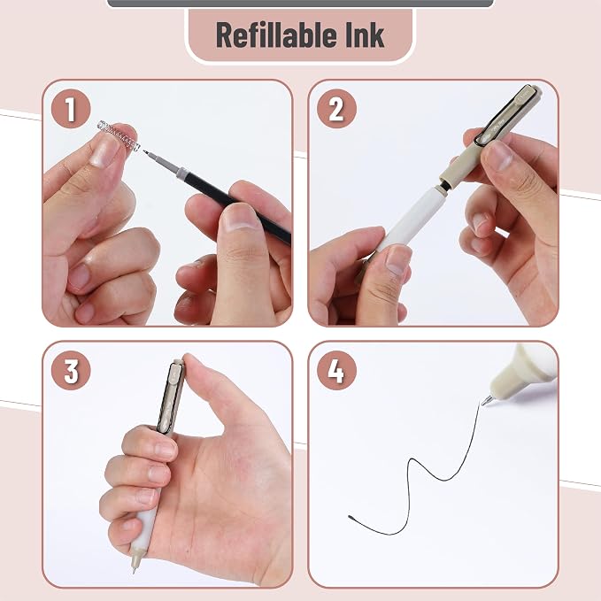 Mr. Pen- Retractable Gel Pens, 6 Pack, Black Ink, Boho Barrels | Fine Point 0.5 mm, Fast Dry, Smooth Writing, Cute Pens for Drawing, Writing Planner and School Supplies