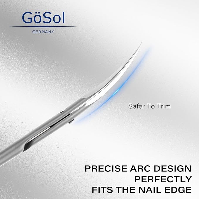 Cuticle Scissors Extra Fine Curved, Professional Russian Style | Stainless Steel, High Precision, Pointed Tip Grooming Scissors, for Dead Skin; Eyebrows; Eyelash, Leather Case, Matte Silver