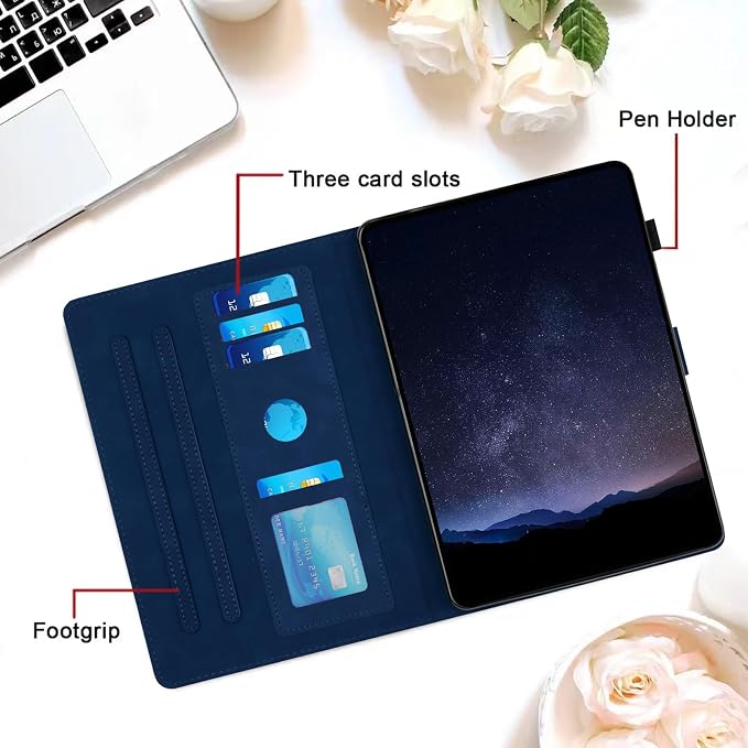 DTangLsm for Amazon Kindle Fire 10 Case & Fire HD 10 Plus Tablet Case, Blue | (13th/11th Generation 2023/2021 Release) 10.1" Slim Folding Stand Folio Cover for Fire HD 10 11th/13th Gen Case, Pen Holder