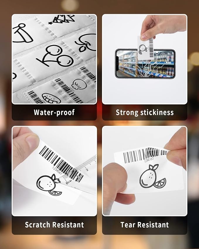 Phomemo Thermal Sticker Label Paper for M120/M110/M220/M250/M150 Label Maker Machine, Multi-Purpose Self-Adhesive Tag 1.96'' x 1.18"(50X 30mm), 230 Labels/Roll,Black on White (Pack of 2)