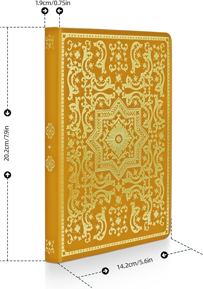 Gilded Vintage Leather Journal Hardcover Antique Diary Notebook | Ornate Decorative Pattern Cover, Premium Lined Paper, Classic Diary for Journaling, Writing, Poetry & Gifting