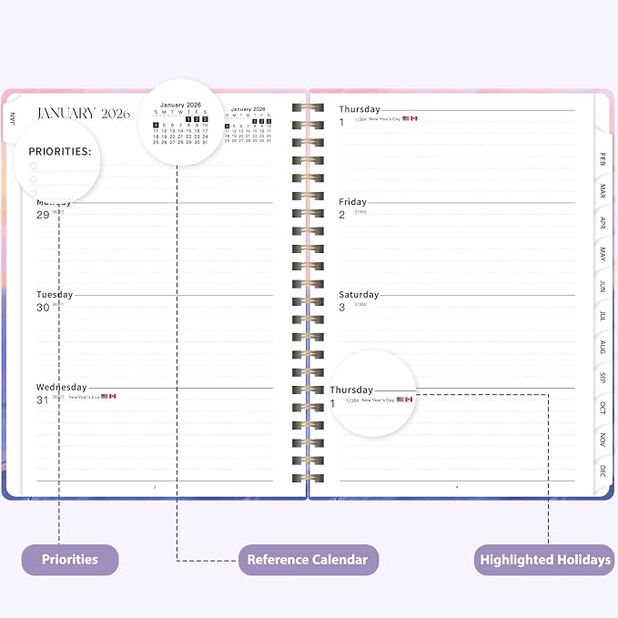 2026 Planner, Weekly and Monthly Calendar Planner Agenda, Jan 2026 - Dec 2026, Planning Academic Book, Office Desk Accessories and School Supplies - A5 (6.3'' x 8.5'')