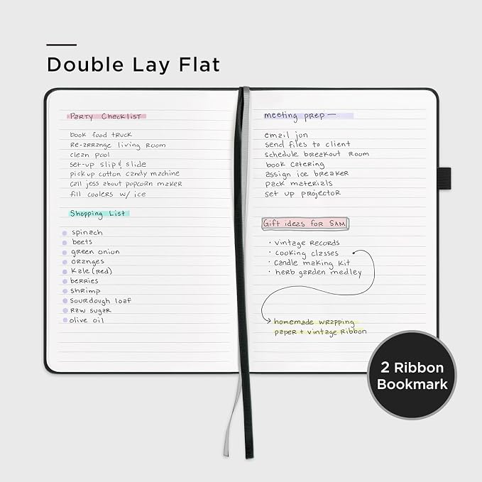 &And Per Se Lined Journal Notebook – A5 Hardcover, 160 Pages 100gsm Thick Paper, College Ruled for Writing - 5.7”x8” (Black)