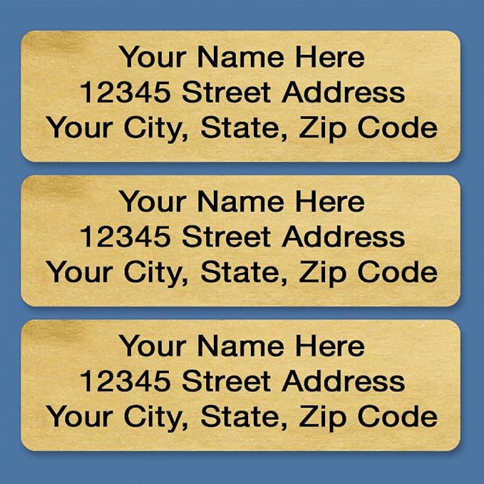 Personalized Return Address Labels, Roll of 500 | Gold Foil, 500 Count, Self-Adhesive, Without Dispenser, Customize with Name & Shipping Address