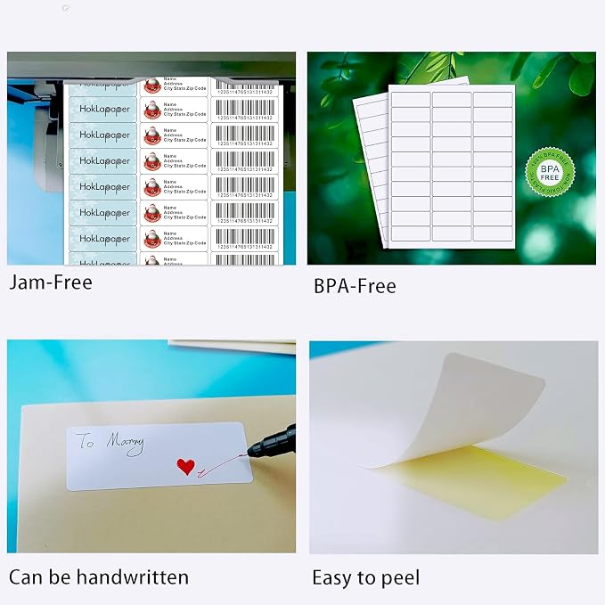 1"x2-5/8"Address Mailing Labels, 3000 Sticker Labels(100 Sheets) | Printable White Blank Labels for Laser/Inkjet Printer, Permanent Adhesive FBA Labels