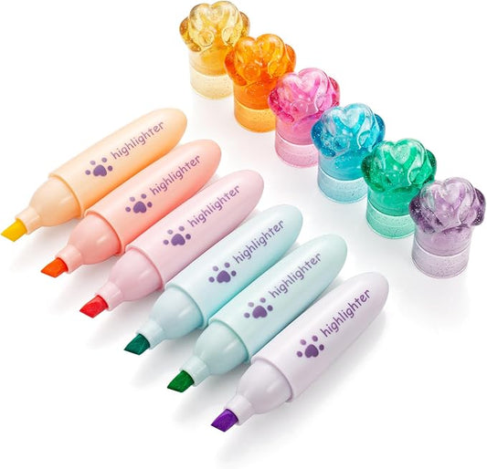 6 Pastel Highlighter Pens, Chisel Tip Quick Dry No Bleed Markers – Bible Study, Notes, Office & Back to School Supplies, 6 Colors Set (1mm + 5mm)