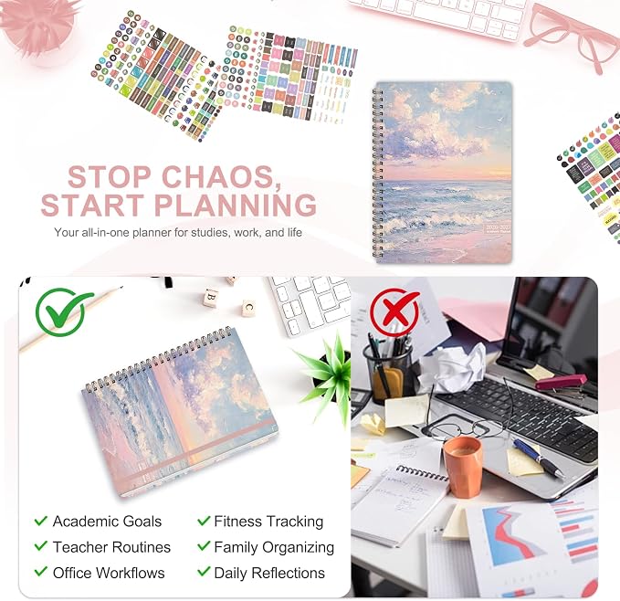 Planner 2026-2027, Weekly and Monthly Academic Year Calendar Planner, July 2026 - June 2027, Daily Agenda Book for Office School Supplies, A5(6.3'' x 8.5'')