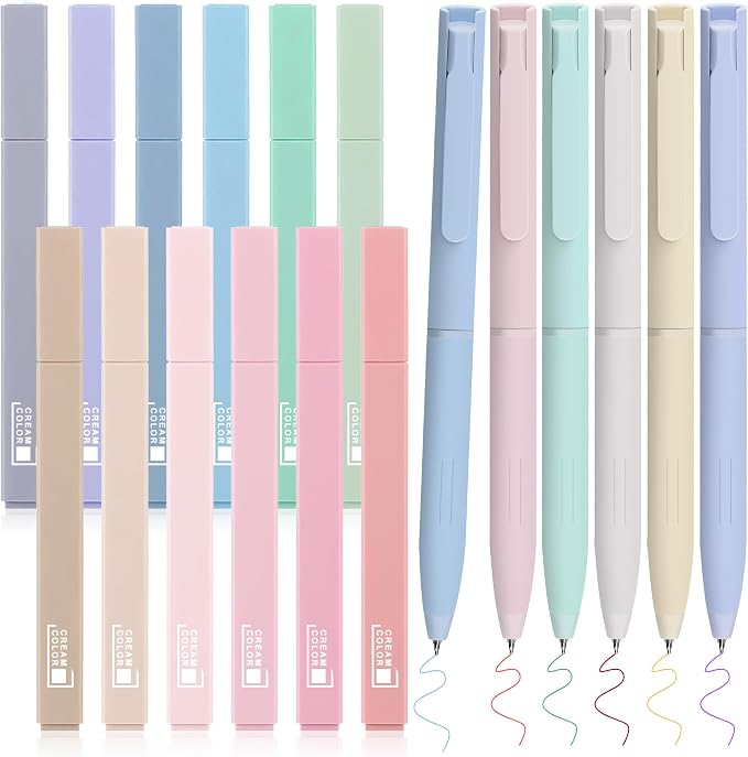 DazSpirit 12 Pastel No Bleed Bible Highlighters & 6 Color Pens Set | Quick-Dry Cute Aesthetic Markers in Assorted Colors for Bible Study, Journaling, Office and School Supplies