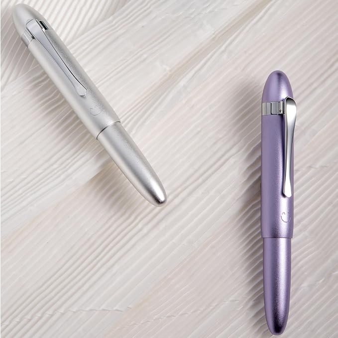 HONG DIAN M1 Fountain Pen Fine Nib, Purple & Submarine Shape Aluminium Short Mini Pocket Travel Pen