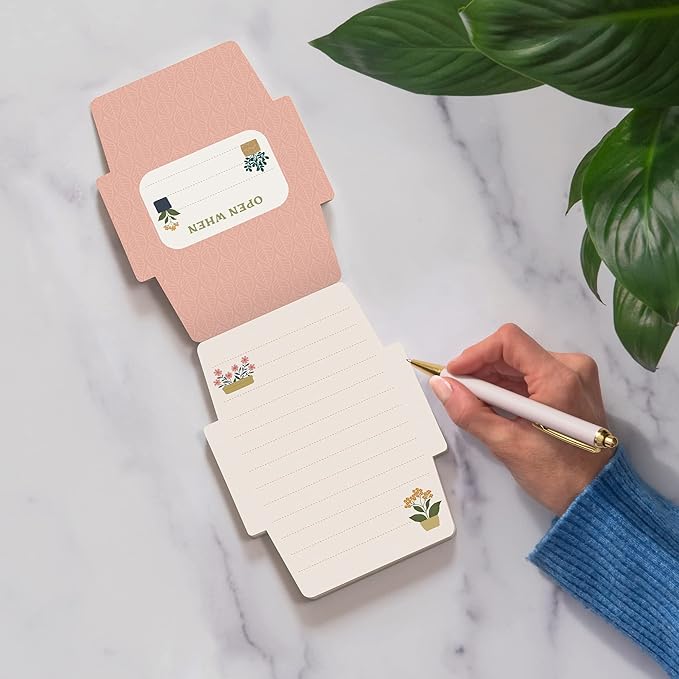 Studio Oh! Blank Mini Note Cards with Sticker Seals, 48 Tear-Off Foldable Memos, Tiny Envelope Notes, 6 Designs, 54 Stickers for All Occasion, Thanks, Party Invitations, Plant Lover