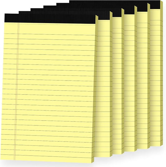 6pcs Small Note Pads, Yellow Notepads 5x8 College Ruled Notebook, Writing Pads 5 x 8, Legal Pads, Pad Paper Perforate Notebooks for Work, Message, School, Office Supplies,30 Sheets/Pack