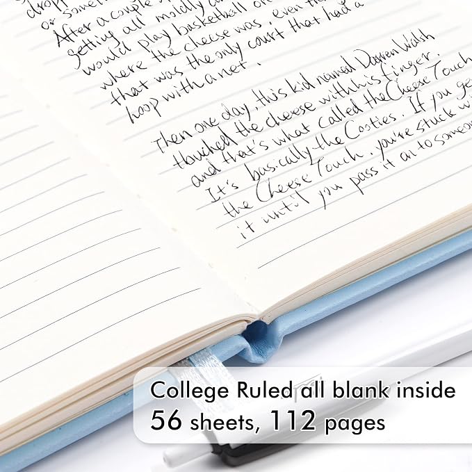 feela 3 Pack Pocket Small Notebook Journals, Mini Cute Memo Notepad Hardcover College Ruled Lined Journals with Pen Holder for Women Girls Office School, with 3 Black Pens, 3.5”x 5.5”, A6, Light Blue