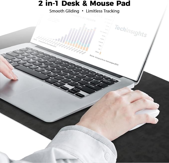 CHEERYGOO Leather Desk Pad Protector, Mouse Pad, Office Desk Mat, Non-Slip PU Leather Desk Blotter, Laptop Desk Pad, Waterproof Desk Writing Pad for Office and Home 36"x17" XL Black