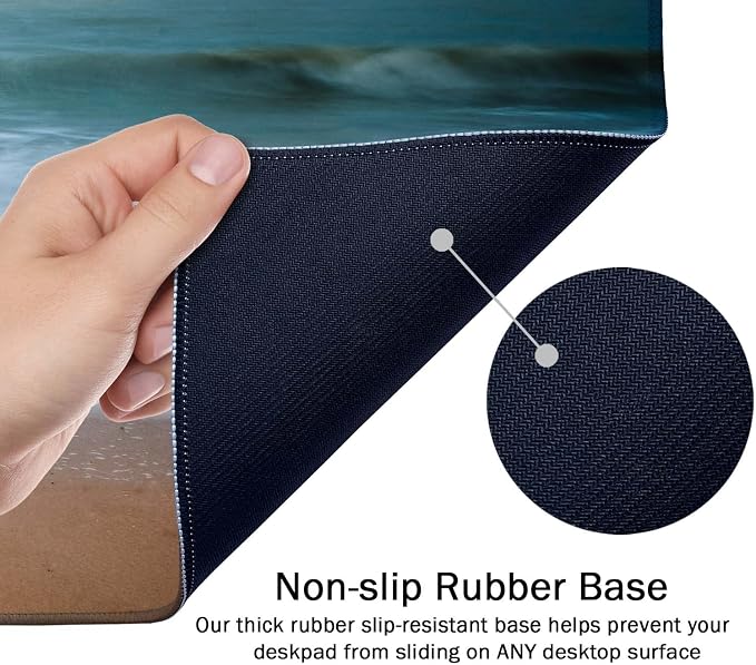 SSOIU Extended Gaming Mouse Pad - Non-Slip Water-Resistant Rubber Base Computer Keyboard Mouse Mat, 35.5 x 15.7-inch XX-Large Desk Mat, Ideal Partner for Work & Game, Turtle Shore