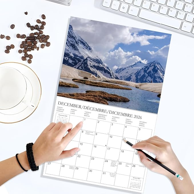 Calendar 2026 - Wall Calendar from January 2026 to December 2026, 3 Languages(English,French,Spanish), 2026 Wall Calendar with Holiday Marked, Premium Paper for Organizing, 8.5" x 11",National Park - B