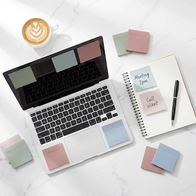 500Pcs Morandi Sticky Notes Set, 3"x3" Square Pad 100 Sheets, 3"x0.75" Strip Notes 300 Sheets, Index Tabs 100 Tabs, Cute Pastel Stationery for Desk Office School