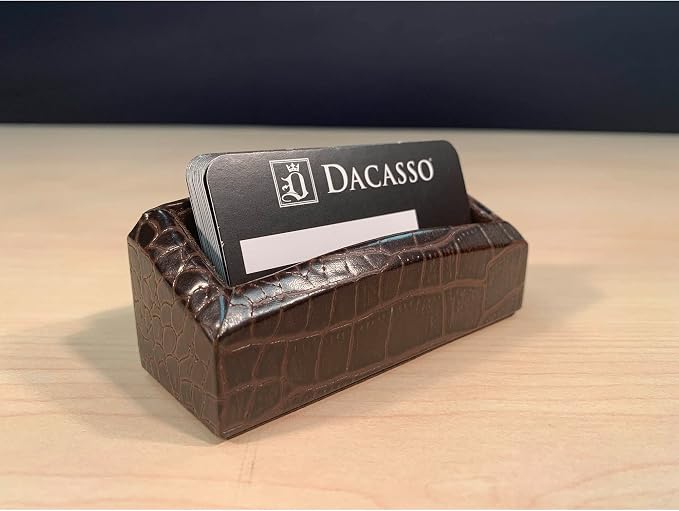 Dacasso Crocodile Embossed Leather Desk Set - Luxury Leather Desk Pad & Desk Organization Essentials - Office Organization & Executive Desk Decor - (Brown, 10 Piece)