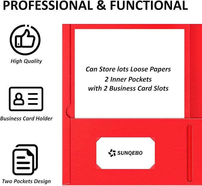 Two Pocket Folders, 5 Pack Paper Folders with Pockets, Thick Textured Paper File Folders, Fit Letter Size Paper, 5 Assorted Colors for Office, Home, Business, School Supplies