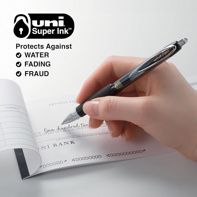 uniball™ 207 Gel Pens, Black Ink, 0.38mm Ultra Micro Point, Retractable, 12 Count, Smooth Writing, Fraud-Resistant, uni Super Ink™