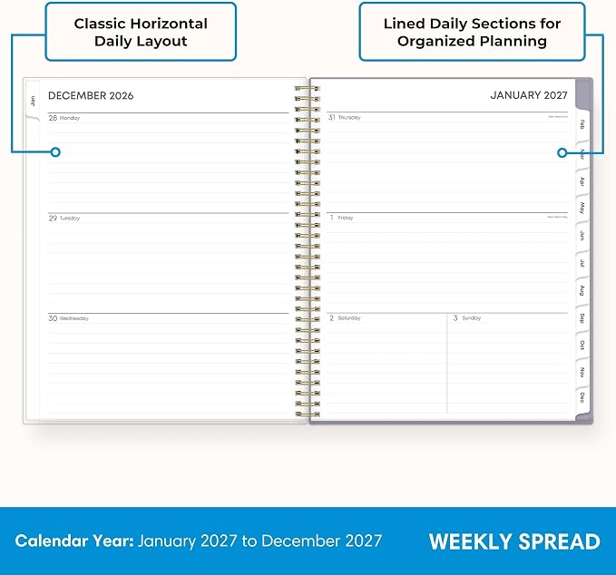 Blue Sky 2027 Weekly & Monthly Planner Calendar, 8.5"x11", Tula | January 2027 - December 2027, Flexible Cover, Durable Twin Wire Binding, Laminated Tabs, Storage Pocket