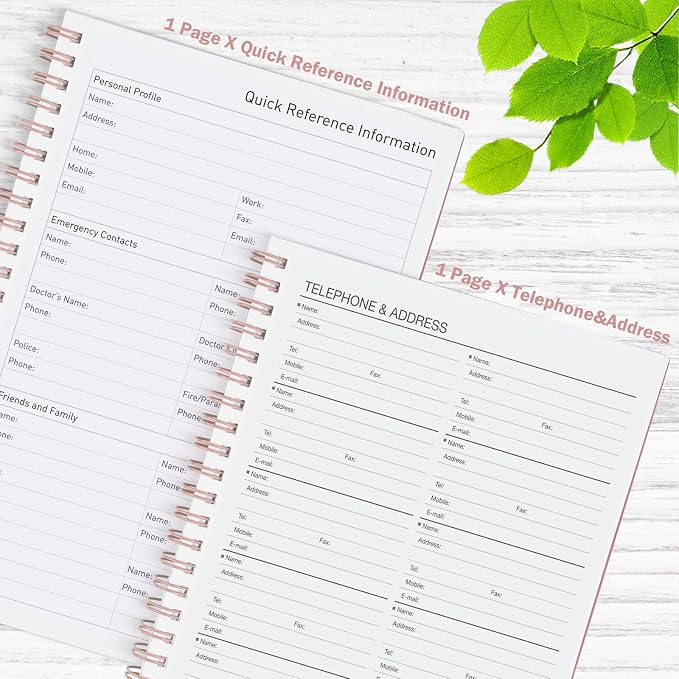 Asten Daily Undated Planner - To Do List Notebook With Hourly Schedule and Spiral Appointment Book for Men and Women, ADHD Work Planner With Inner Pocket, 8.3"x5.8", Pale Pink